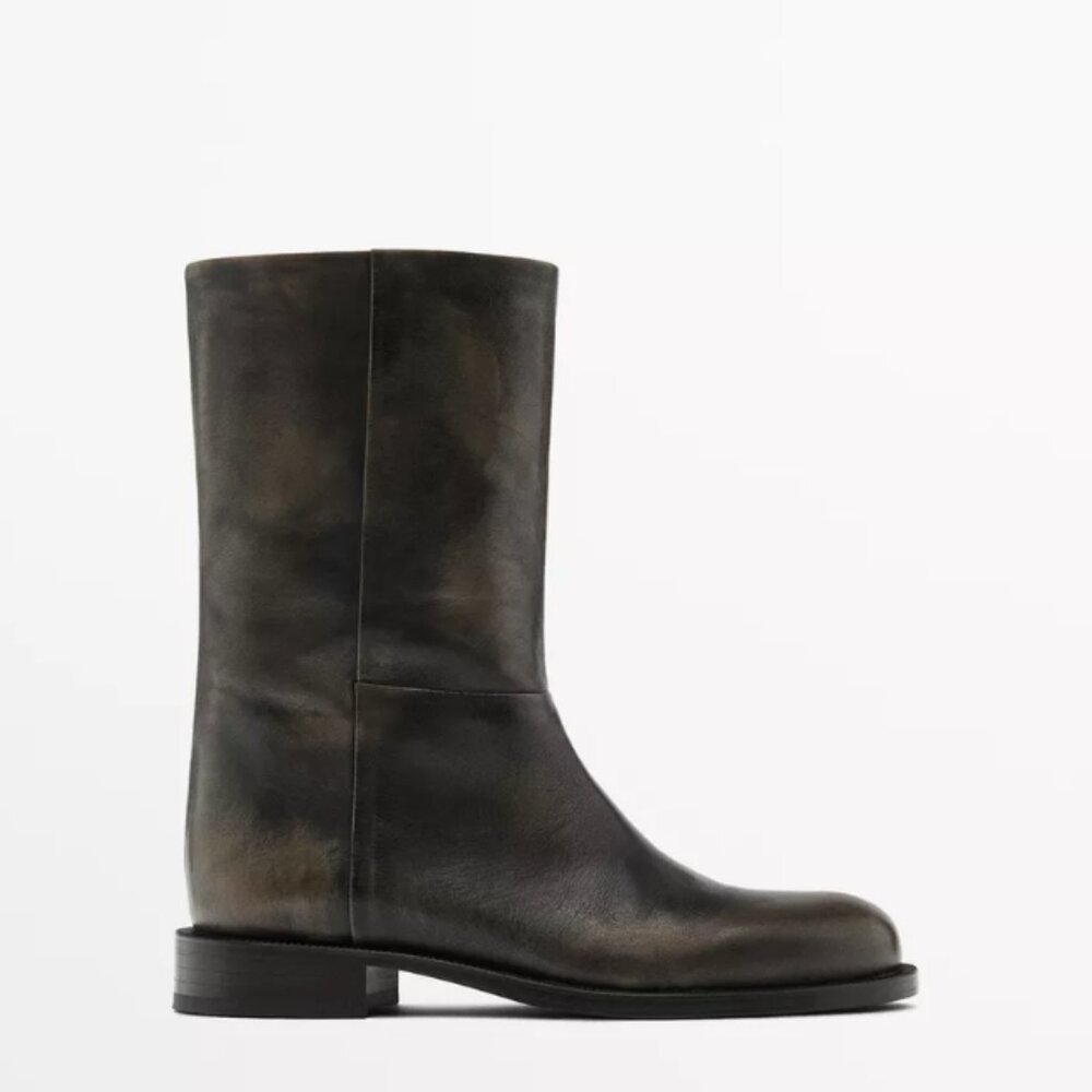 NWOT Massimo Dutti 100% Leather Boots in Brown (Size US 7.5) - Picture 2 of 9